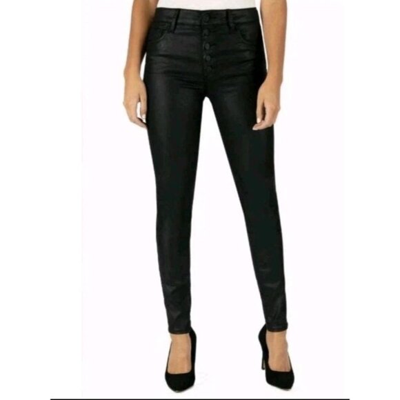 KUT from the Kloth Pants - Kut From The Kloth Mia High Rise Skinny Coated Black Jeans Ladies 6